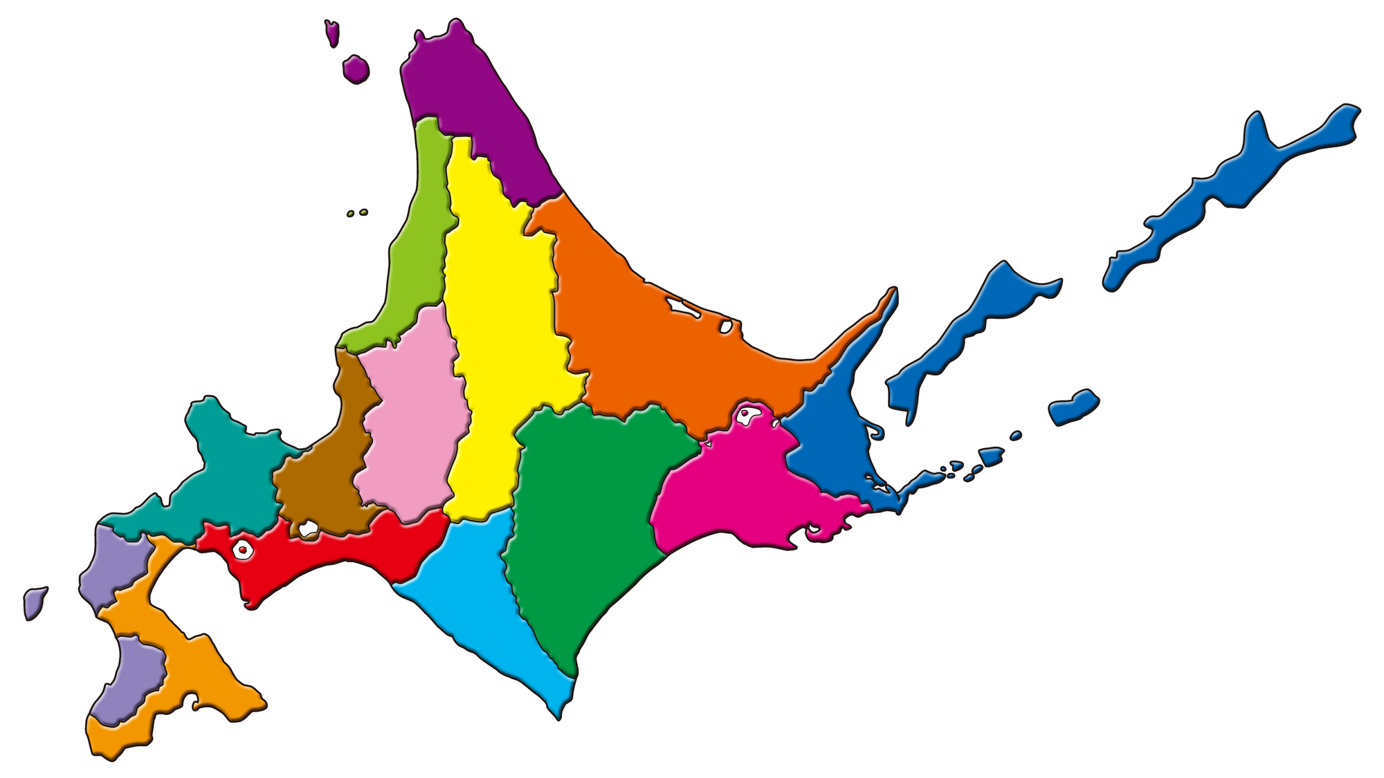 北海道の行政区域は14に分かれており、ピンクの部分が「空知」地域。