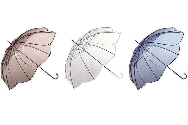 大ヒット中のクリア素材の花びら傘【Clear Umbrella Color Piping】