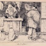 「肉屋」（『あさ』） ジョルジュ・ビゴー／画　1883（明治16）年　東京都江戸東京博物館蔵