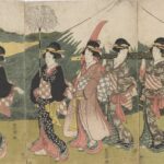 初代歌川豊国《富士額花の行列》大判錦絵五枚続　文化（1804-18）中期