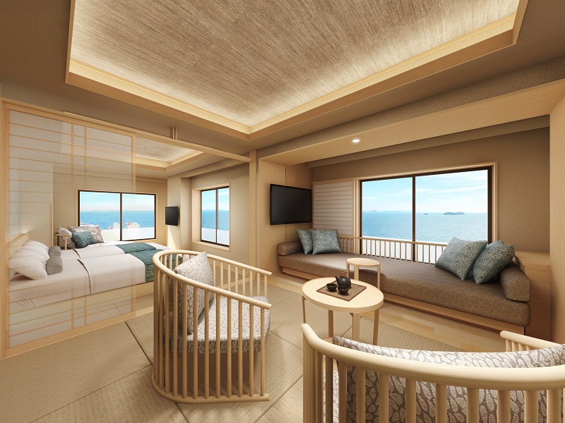 愛知県・蒲郡の「ホテル明山荘」が客室リニューアル　7月23日オープン、三河湾を望む7、8階フロア8室　画像１