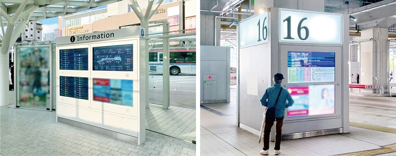 新潟駅バスターミナルに電子掲示板　表示灯が70台　画像１